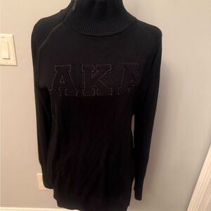 Black Turtleneck Sweater with AKA Embroidery